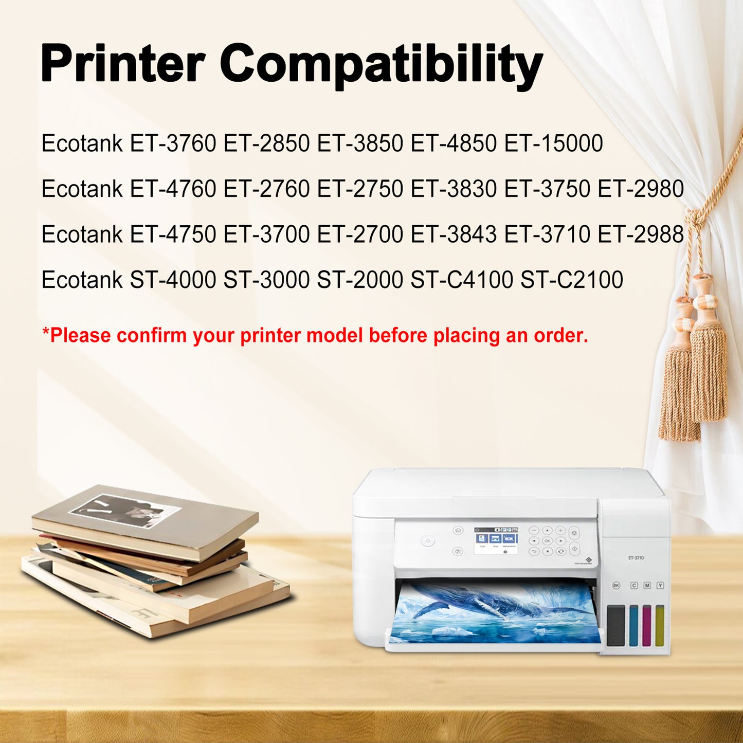 502 Ink Refill Bottle Compatible with Epson 502 Ink Bottle for Works with ET-2750 ET-2850 ET-2980 ET-2988 ET-3750 ET-3760 ET-3850 ET-4850 Printer
