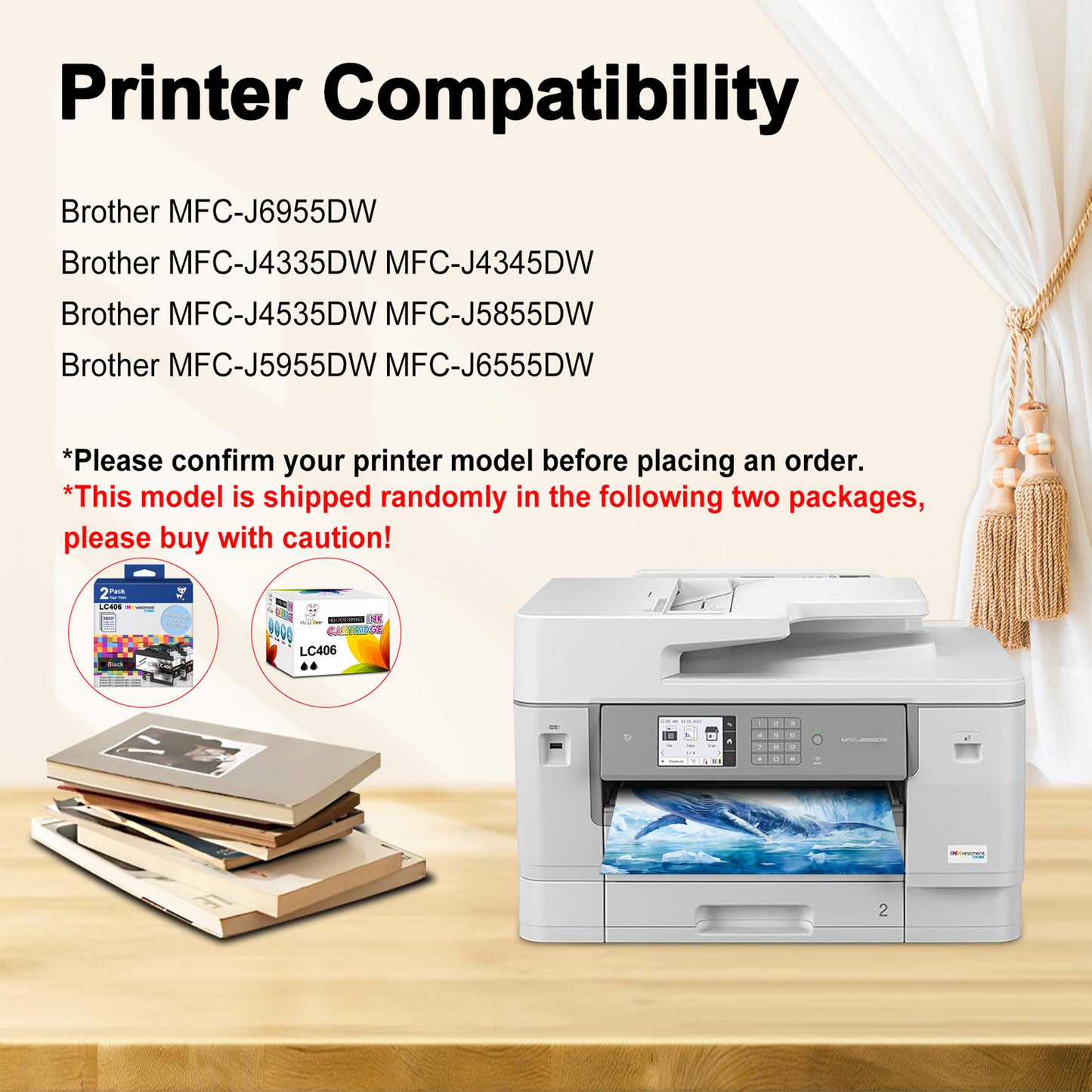 LC406 Black 2 Pack Ink Compatible for Brother LC406 Black Ink Cartridge for MFC-J4335DW MFC-J4535DW J5855DW J6555DW Printer