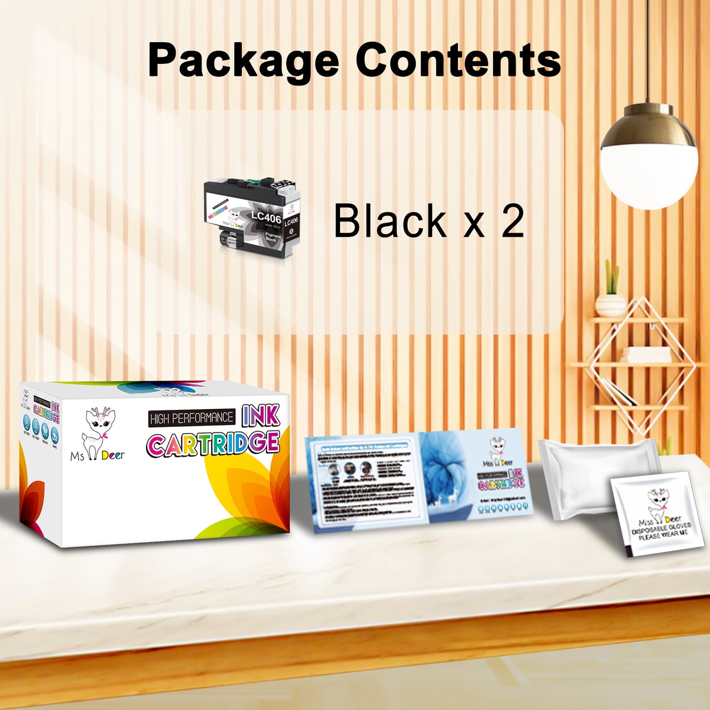 LC406 Black 2 Pack Ink Compatible for Brother LC406 Black Ink Cartridge for MFC-J4335DW MFC-J4535DW J5855DW J6555DW Printer