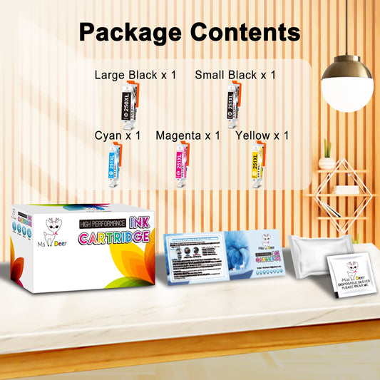 PGI-250XL CLI-251XL Ink Cartridges Compatible for Canon 250 251 Ink Cartridges for Canon Pixma MX922 MG5420 iP7220 Printers