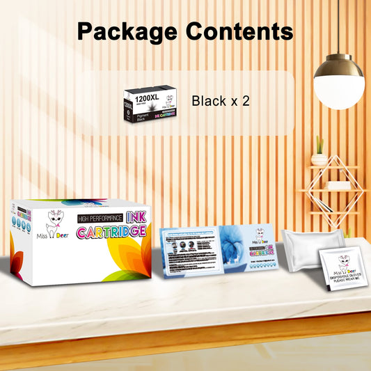 Maxify 1200 Ink Cartridges 2-Pack Black Compatible for Canon Maxify 1200XL PGI-1200 XL PGI1200XL Pigment BK to use with Maxify MB2720 MB2320 MB2020 MB2120 MB2350 MB2050 Printer