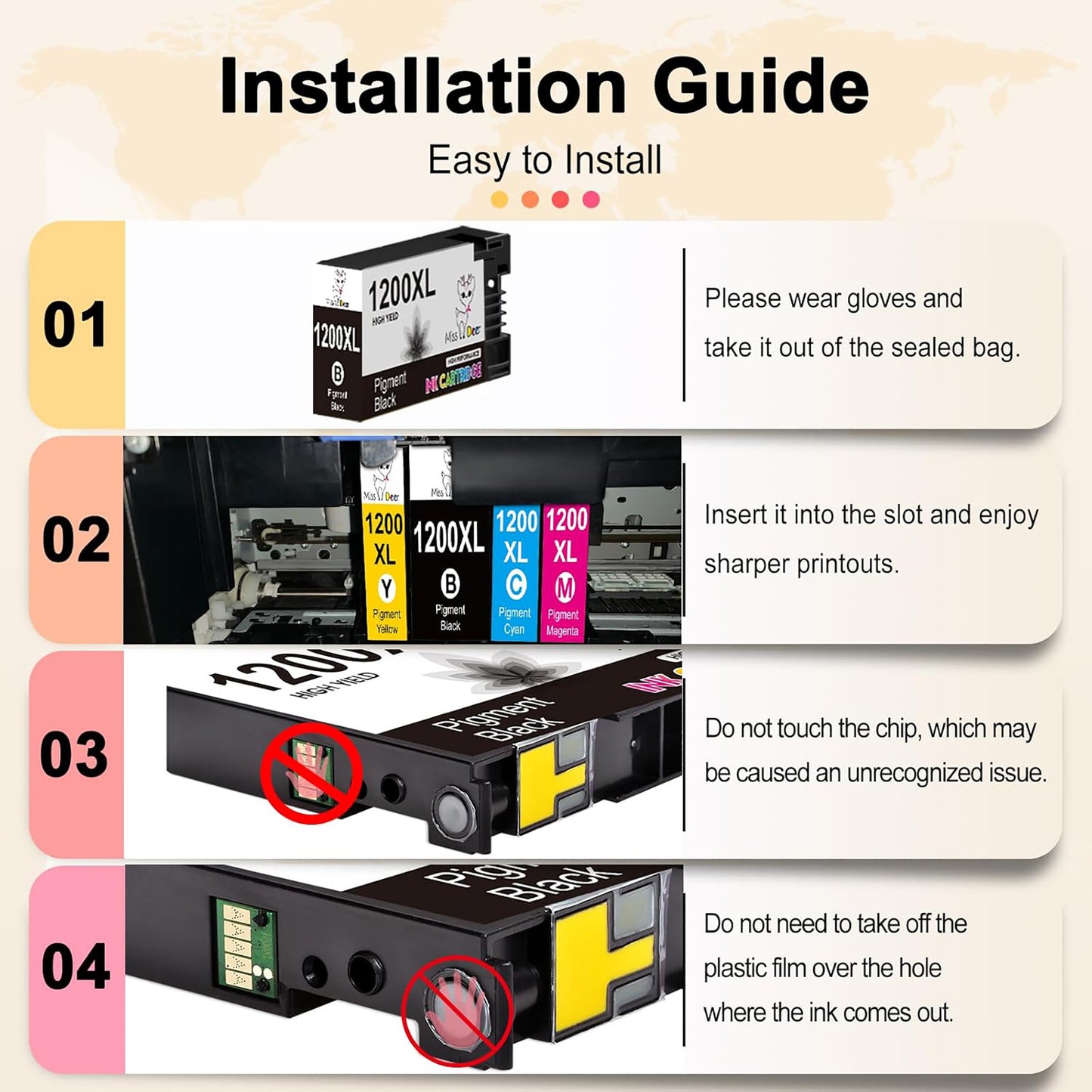 10-Pack PGI 1200XL Ink Cartridges Compatible for Canon PGI-1200XL PGI-1200 XL Ink Cartridges for MB2720 MB2320 MB2120 MB2350 MB2050 MB2020 Printer (4 Black, 2Cyan, 2Magenta, 2Yellow)