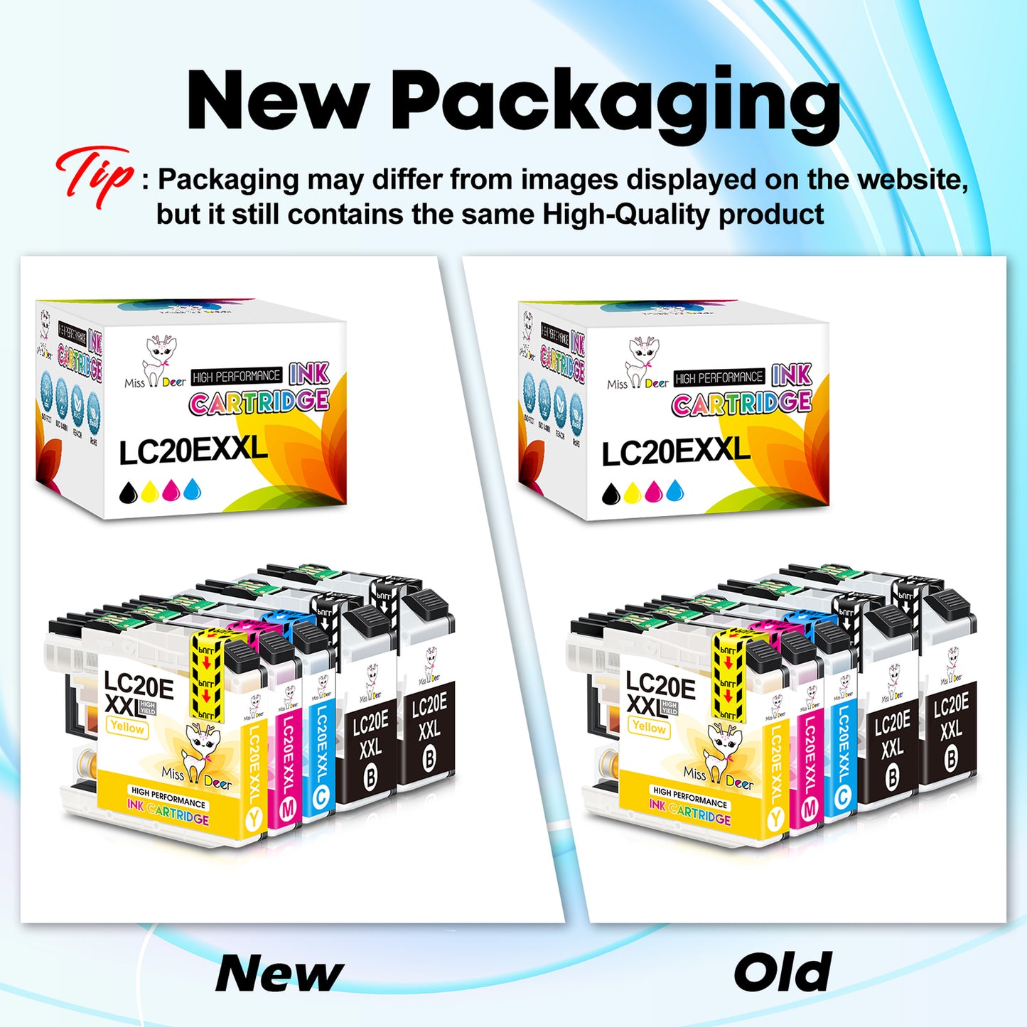 Miss Deer LC20E XXL High Yield Ink Cartridges Compatible for Brother LC-20E Ink Cartridges for MFC-J985DW MFC-J775DW Printer