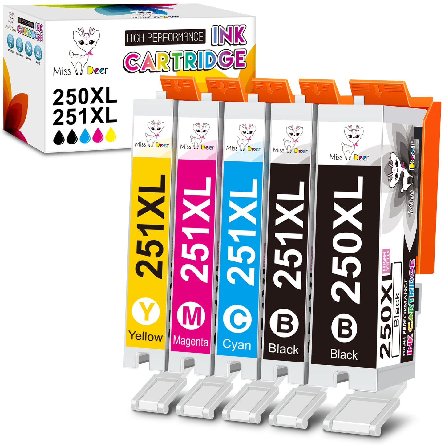 PGI-250XL CLI-251XL Ink Cartridges Compatible for Canon 250 251 Ink Cartridges for Canon Pixma MX922 MG5420 iP7220 Printers