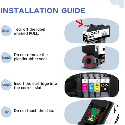 LC404 Black Ink Cartridges Compatible Replacement for Brother LC404BK LC404 Black Ink,Work for Brother MFC-J1205W MFC-J1215W MFC-J1205W XL Printer