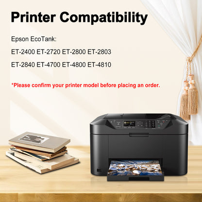 T522 522 Ink Bottle Compatible with Epson T522 Ink Refill Bottles for EcoTank ET-2720 4700 2800 Printer, 4 Pack (140ML Black Ink , 70ML Color Ink )