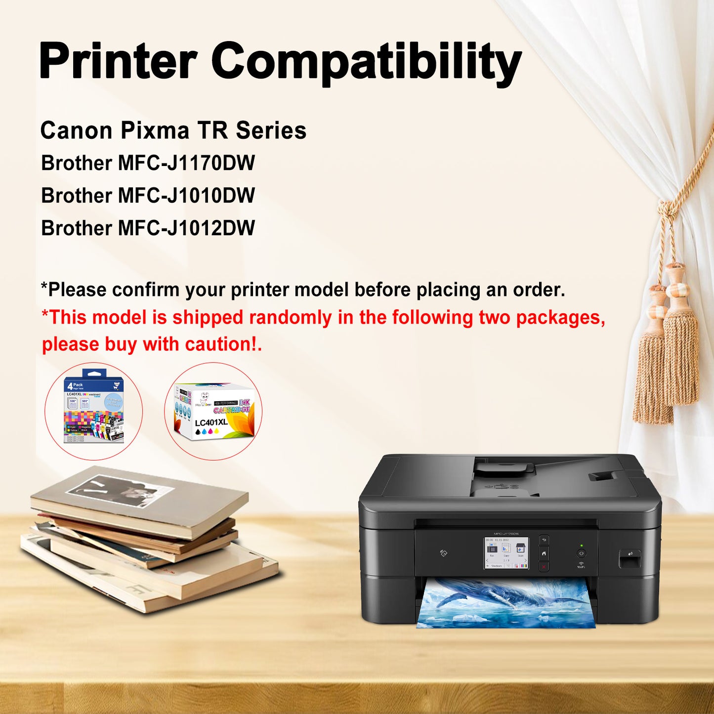 LC401 LC401XL Ink Compatible for Brother LC401 Ink Cartridges for MFC-J1010DW MFC-J1012DW Printer (4-Pack, Black Yellow Magenta Cyan)