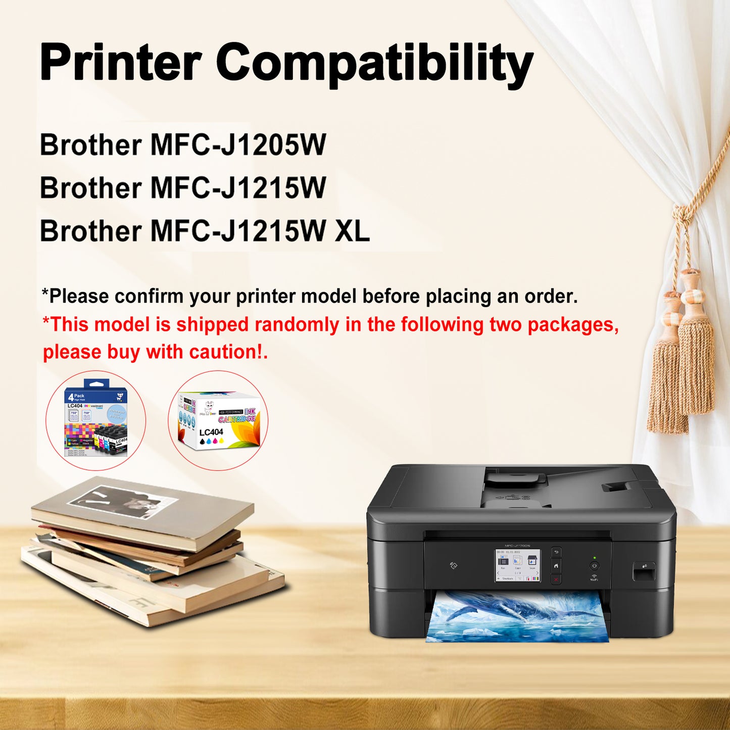 LC-404 LC404 Ink Cartridges Compatible for Brother LC 404 Ink for MFC-J1205W J1215W J1205W XL Printer (Black Yellow Magenta Cyan)