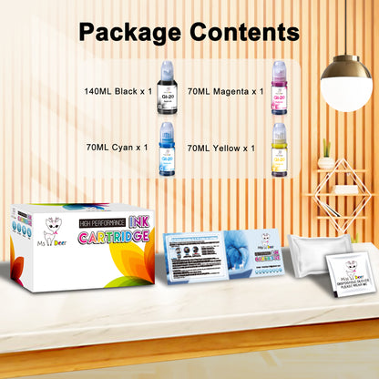 GI 20 Ink Bottle Compatible with Canon GI-20 GI20 Ink Refill Bottles for Canon PIXMA G6020 G5020 MegaTank Printers 4 Pack (170ML Black Ink Bottle , 70ML Color Ink Bottle )