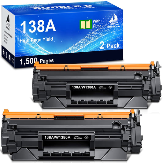 138A Black Laserjet Toner Cartridge Compatible for HP 138A Black Toner W1380A 138X W1380X to Use with HP Laserjet Pro MFP 3101fdw Toner, Pro 3001dw 3001fdw Printer (2-Pack, with Chip)