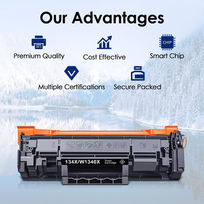 134X Black Toner Cartridge (with Chip) Compatible for HP 134X Toner W1340X 134A W1340A Toner Cartridges to Use with LaserJet M209dw MFP M234sdw M234dw M234sdn Printer (2-Pack)