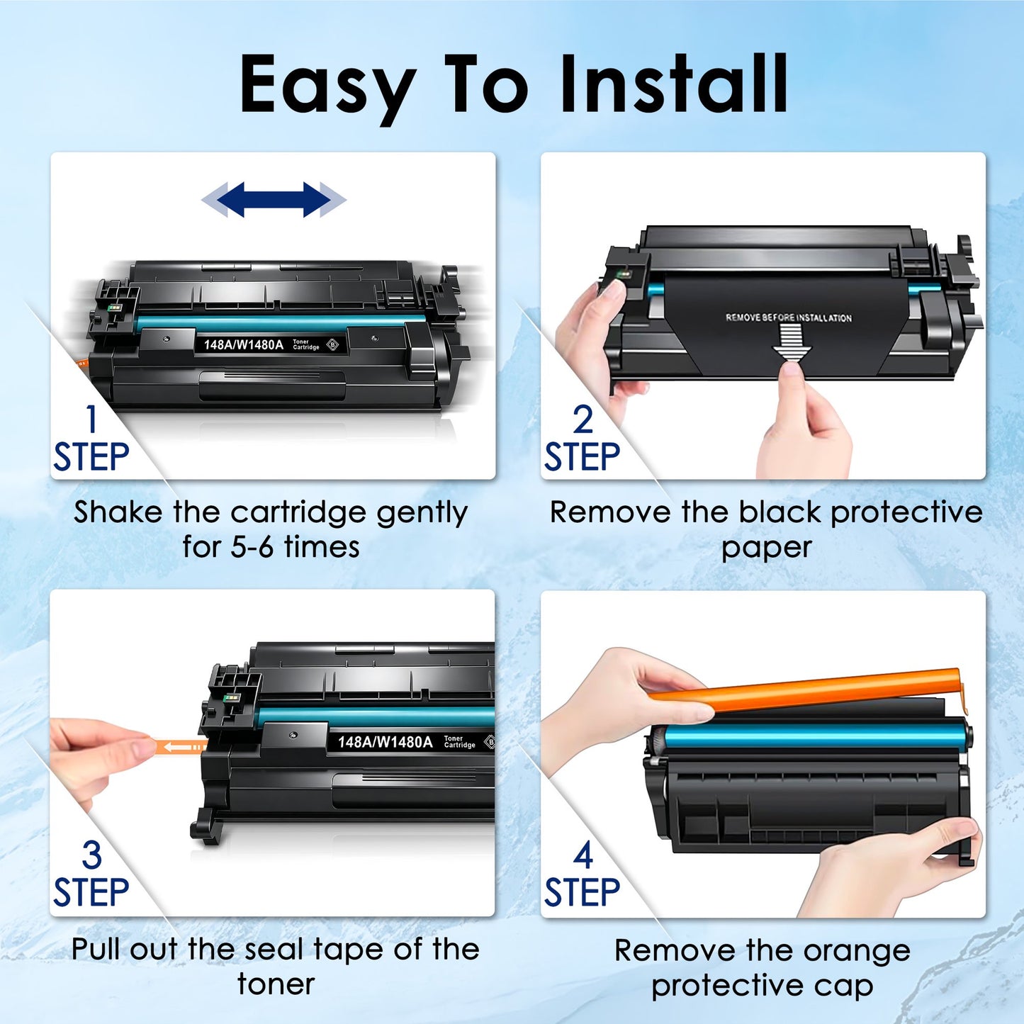 148A Toner Cartridge Black Compatible for HP 148 148A W1480A for HP LaserJet Pro MFP 4101fdw 4101fdn Pro 4001dw 4001dn Printer Ink, 2 Pack