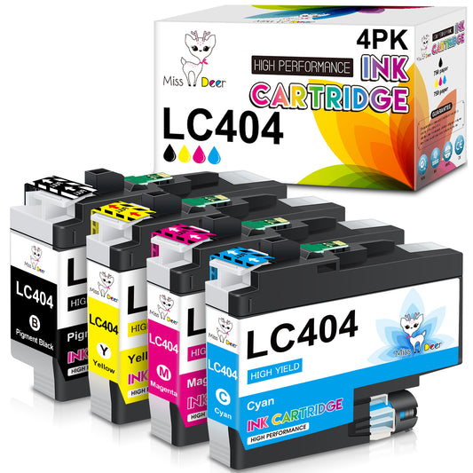 LC-404 LC404 Ink Cartridges Compatible for Brother LC 404 Ink for MFC-J1205W J1215W J1205W XL Printer (Black Yellow Magenta Cyan)
