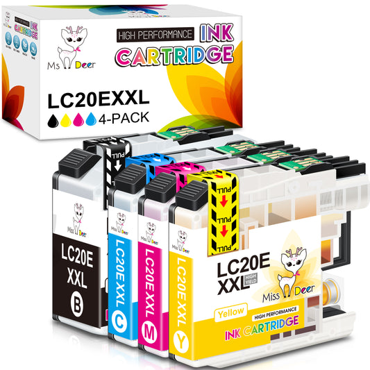 Miss Deer LC20E XXL High Yield Ink Cartridges Compatible for Brother LC-20E Ink Cartridges for MFC-J985DW MFC-J775DW Printer