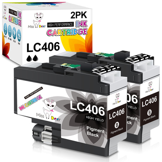 LC406 Black 2 Pack Ink Compatible for Brother LC406 Black Ink Cartridge for MFC-J4335DW MFC-J4535DW J5855DW J6555DW Printer