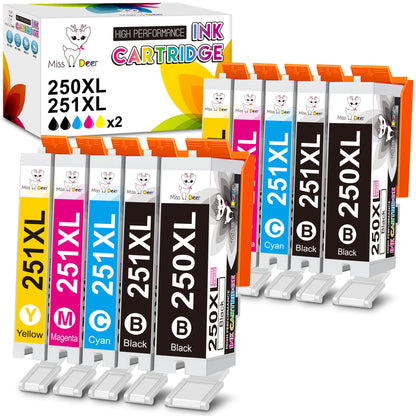 250XL 251XL Ink Cartridges Compatible for Canon PGI-250 and CLI-251 Combo Pack Ink Cartridge for Canon Pixma MX922 MX922 Printers (10-PACK)