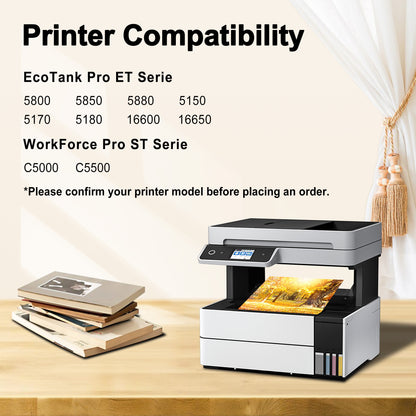 542 Ink Bottles Compatible for Epson 542 Ink Refill Bottle Work with EcoTank ET-16650 16600 5800 5850 WorkForce ST-C8000 C8090 Printer