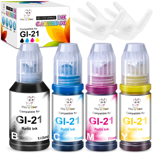GI-21 Ink Refill Bottles Compatible for Canon GI-21 Ink Bottle Work with PIXMA G1220 G1230 G3260 Printer
