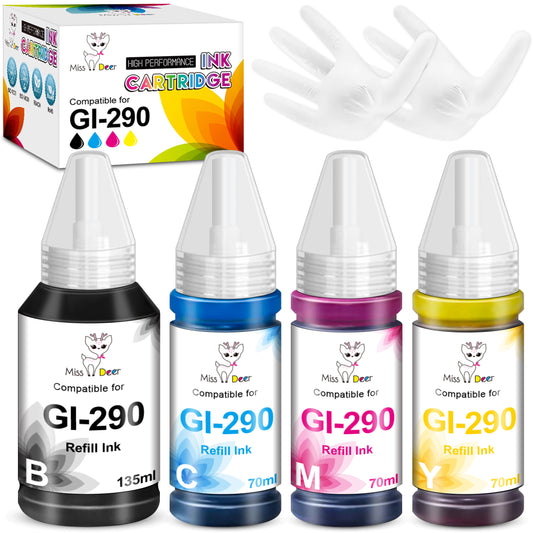 GI-290 Ink Refill Bottles Compatible for Canon GI-290 Ink Bottle Work with Canon PIXMA G2200 G3200 G1200 G4200 4210 Printer