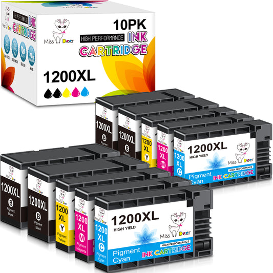 10-Pack PGI 1200XL Ink Cartridges Compatible for Canon PGI-1200XL PGI-1200 XL Ink Cartridges for MB2720 MB2320 MB2120 MB2350 MB2050 MB2020 Printer (4 Black, 2Cyan, 2Magenta, 2Yellow)