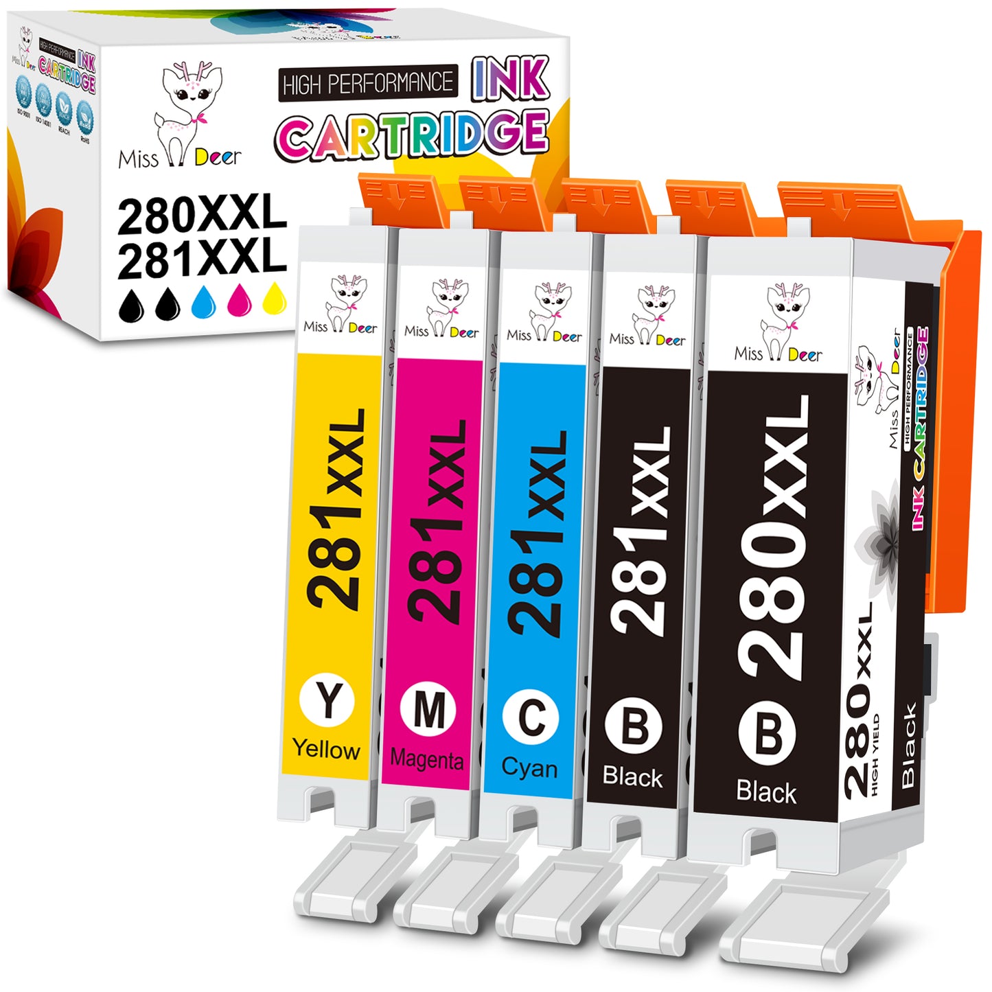 280XXL and 281XXL Ink Cartridges Compatible for Canon PGI-280 CLI-281 280xxl 281XXL Ink Cartridges for Pixma TR8520 TR8620a TS8120 TS9120 Printers