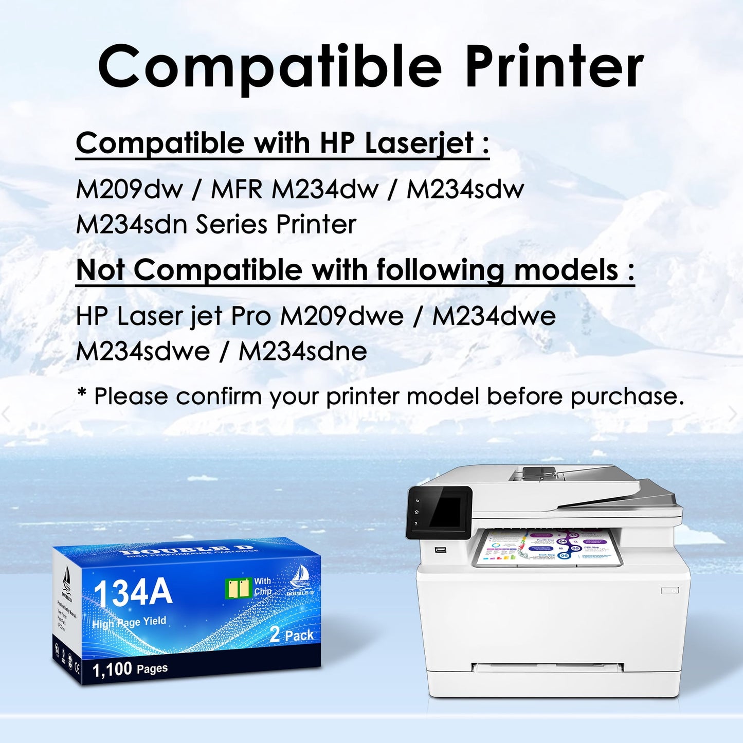 134A W1340A Black Toner Cartridge (with Chip) Compatible for HP 134A 134X W1340A W1340X Toner Cartridge with HP LaserJet Pro M209dw MFP M234dw M234sdw M234sdn Printer Ink (Black, 2 Pack)