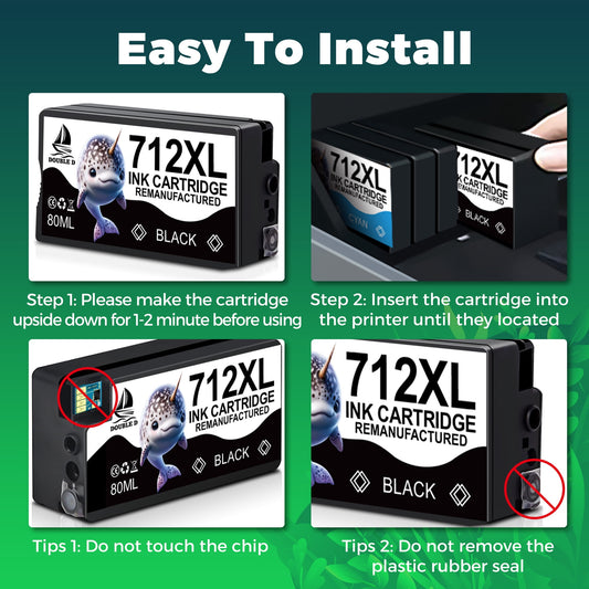 712XL Ink Cartridges Compatible for HP712 Ink Cartridge Combo Pack for DesignJet T210 T250 Printer (4 Pack, 80-ml Black + 29-ml Cyan/Magenta/Yellow)