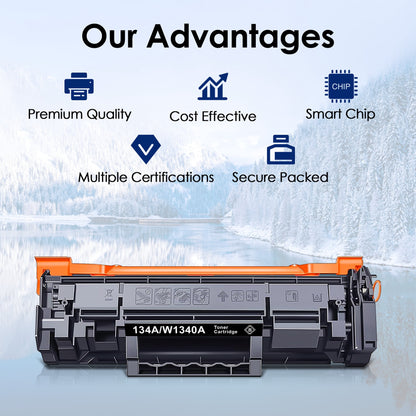 134A W1340A Black Toner Cartridge (with Chip) Compatible for HP 134A 134X W1340A W1340X Toner Cartridge with HP LaserJet Pro M209dw MFP M234dw M234sdw M234sdn Printer Ink (Black, 2 Pack)